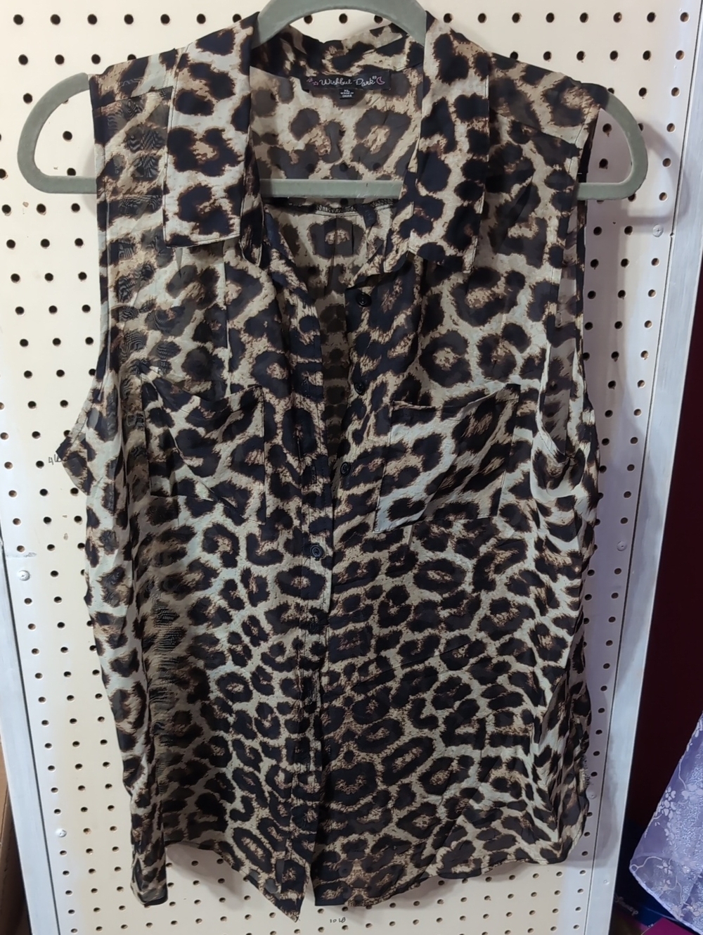 Wishful Park Sleeveless Leopard-Print Blouse in Brown and Black